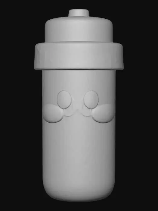 3D model for Smooth, low detail, Chibi Cartoon Pill Bottle sitting, smooth detail