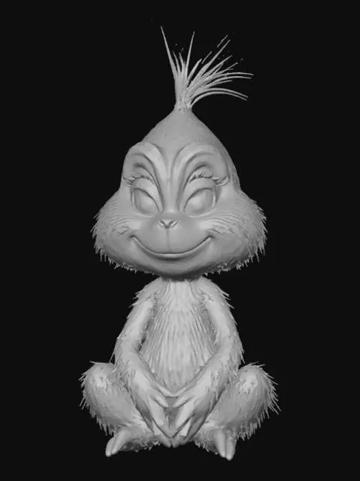 3D model for Smooth, low detail, Chibi Grinch sitting, smooth detail