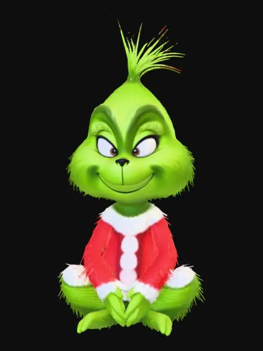 3D model for Smooth, low detail, Chibi Grinch sitting, smooth detail