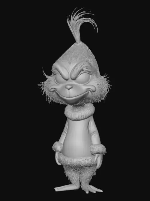 3D model for Low detail, chibi, grinch, wearing christmas outfit.