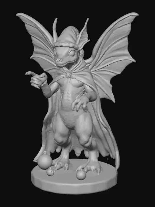 3D model for High detail, Fantasy, Fey Creature, wearing high detail christmas clothes, standing on high detailed base, in action pose