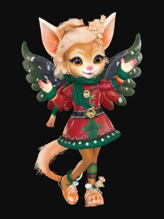 3D model for High detail, Fantasy, Fey Creature, wearing high detail christmas clothes, standing on high detailed base, in action pose, #Christmas2025#