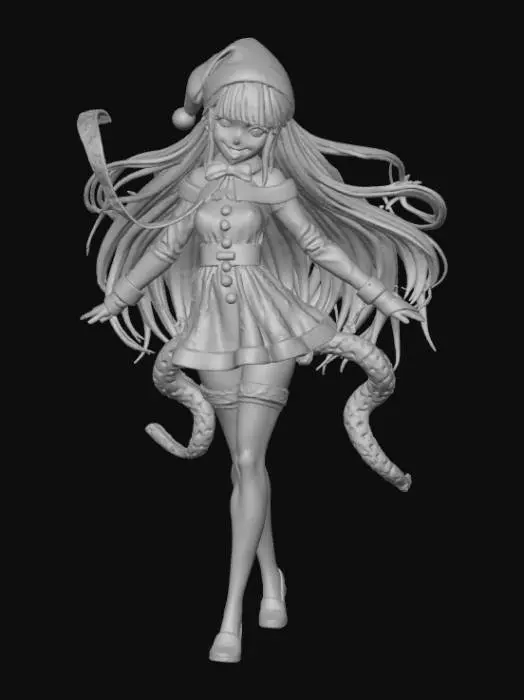 3D model for High detail, Female Anime Figure, wrapped in christmas ribbon as clothes, #Christmas2025#