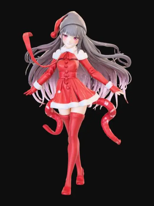 3D model for High detail, Female Anime Figure, wrapped in christmas ribbon as clothes, #Christmas2025#