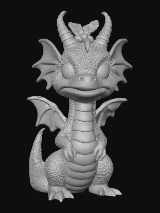 3D model for High detail, baby dragonling, with christmas design, on a fir wood polished base, #Christmas2025#