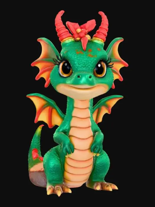 3D model for High detail, baby dragonling, with christmas design, on a fir wood polished base, #Christmas2025#