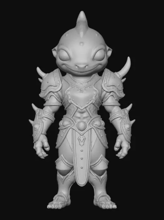 3D model for Fantasy, anime, round slime, wearing detailed armor