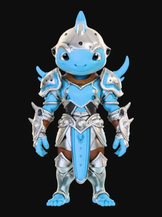 3D model for Fantasy, anime, round slime, wearing detailed armor