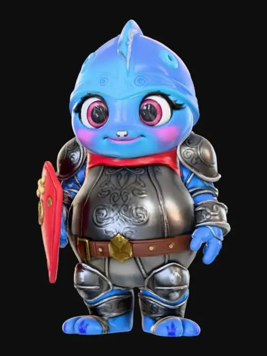 3D model for Fantasy, anime, round slime, wearing detailed armor
