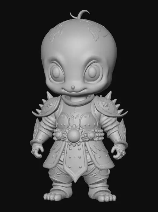 3D model for Fantasy, round slime, wearing anime detailed armor