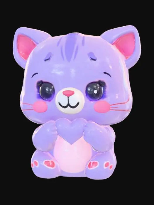3D model for Simple, smooth surface, Contemplation kawaii animal.