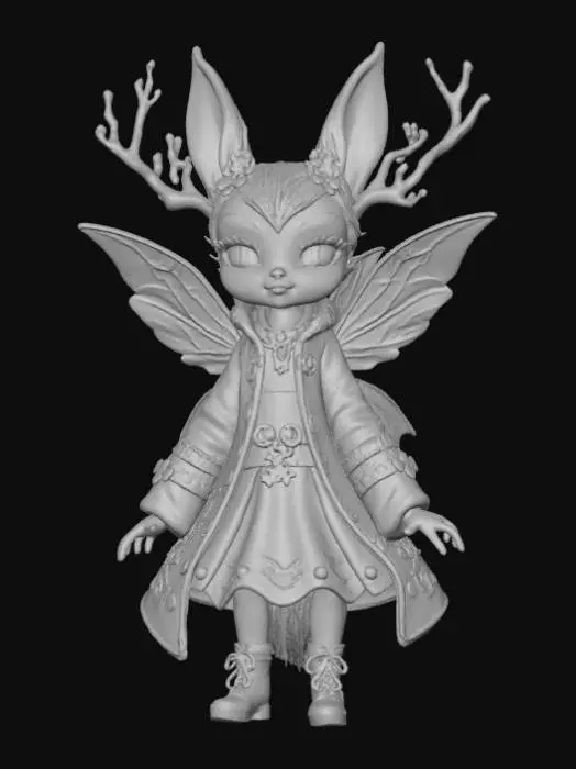 3D model for High detail, Fantasy, Fey Creature, wearing high detail christmas clothes, standing on high detailed base, in action pose