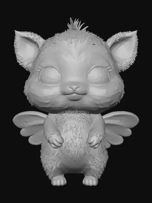 3D model for High Detailed, Fantasy, Boop creature, standing on a landscape base.