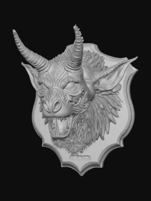 3D model for High detail, wall decor, Mounted monster head
