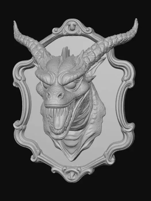 3D model for High detail, wall decor, Mounted monster head