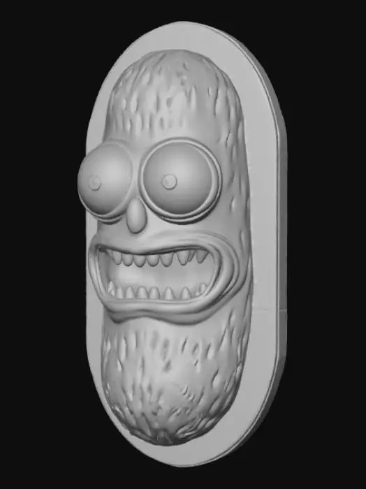 3D model for High detail, wall decor, Mounted, high detail, pickle rick head