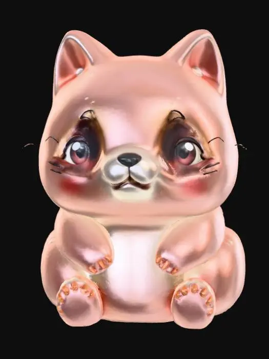 3D model for Smooth detail, kawaii, sitting animal, smooth detail, low detail.