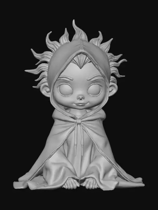3D model for Smooth, low detail, Chibi Horror Icon sitting, smooth detail