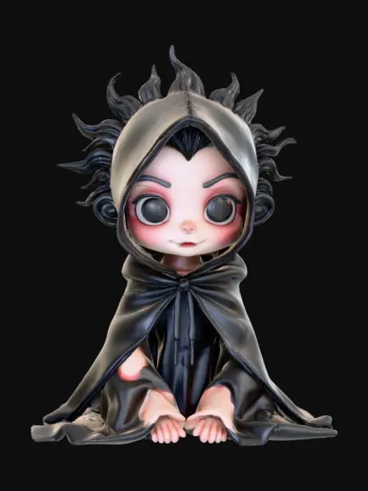 3D model for Smooth, low detail, Chibi Horror Icon sitting, smooth detail