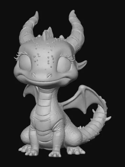 3D model for Smooth, low detail, Chibi dragonling sitting, smooth detail