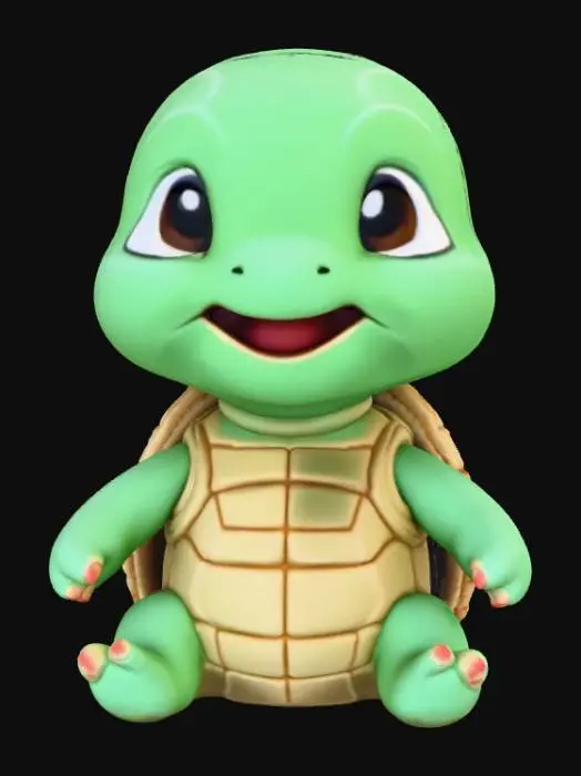 3D model for Smooth, low detail, Chibi Turtle sitting, smooth detail