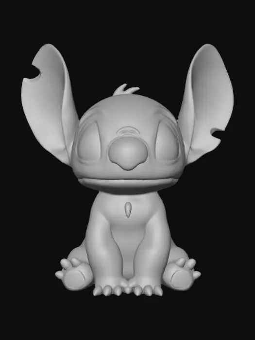 3D model for Smooth, low detail, Chibi Stitch sitting, smooth detail