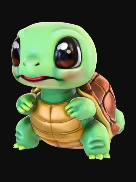 3D model for Smooth, low detail, Chibi Turtle sitting, smooth detail