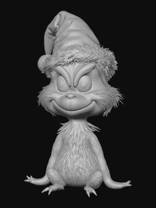 3D model for Smooth, low detail, Chibi Grinch sitting, smooth detail