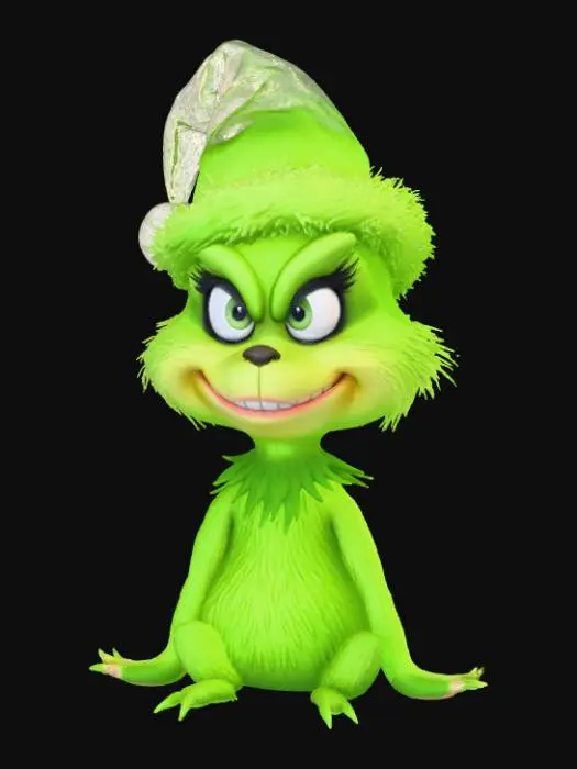 3D model for Smooth, low detail, Chibi Grinch sitting, smooth detail