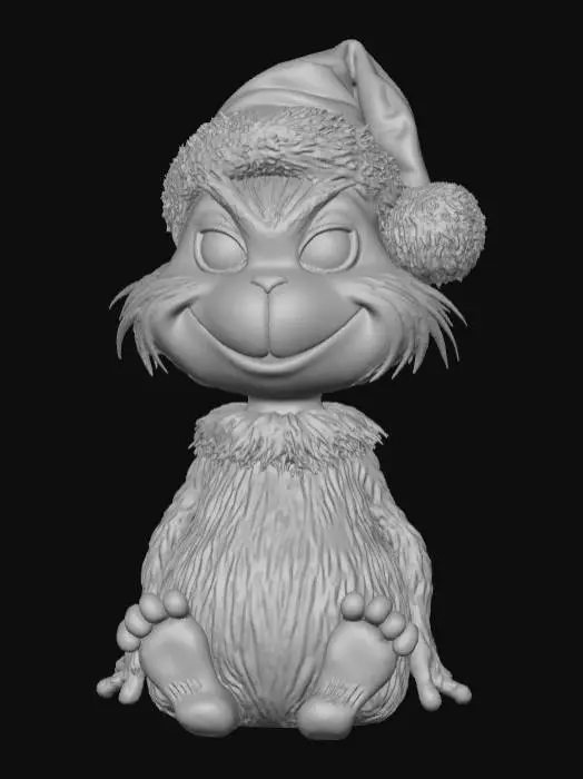 3D model for Smooth, low detail, Chibi Grinch sitting, smooth detail