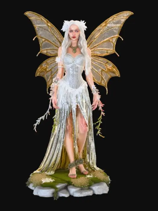 3D model for High deatil, tormented Fairy, tabletop decoration, with crumbling stone base