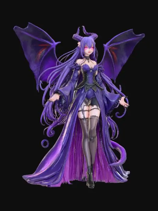 3D model for High detail, abstract, posed in action, anime style, female transforming into a shadow demon queen.