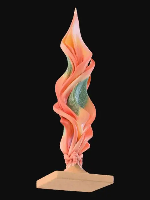 3D model for High detail, ornate, embelished, abstract spire, designed like a flower, growing on a dirt square base.