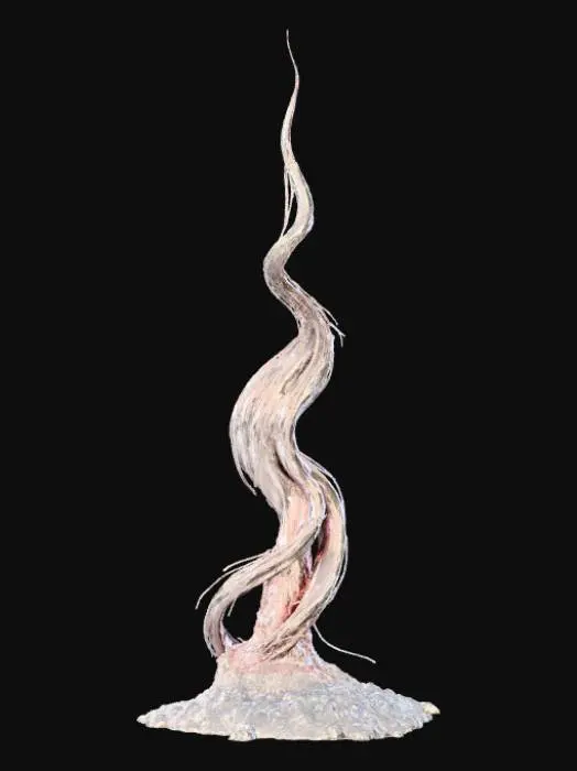 3D model for High detail, abstract spire, designed like a magical flow, spewing out of the base.