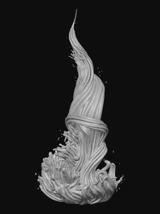 3D model for High detail, abstract spire, designed like a magical flow, spewing out of the base.