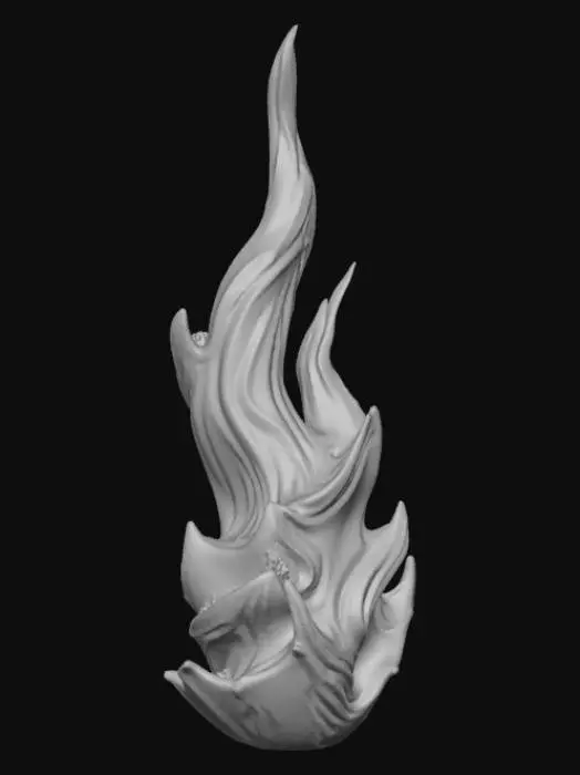 3D model for High detail, abstract spire, designed like a ocean scenery, displayed on a dark wood base.