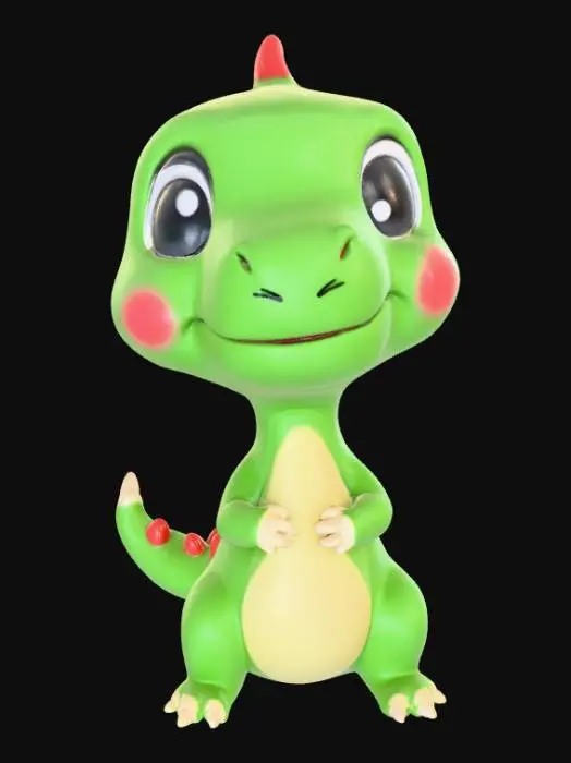 3D model for Smooth, low detail, Chibi dinosaur sitting, smooth detail