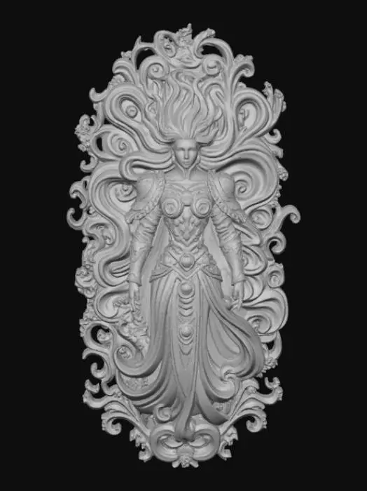 3D model for High detail, legendary, anime, extravagant, wall art decoration.
