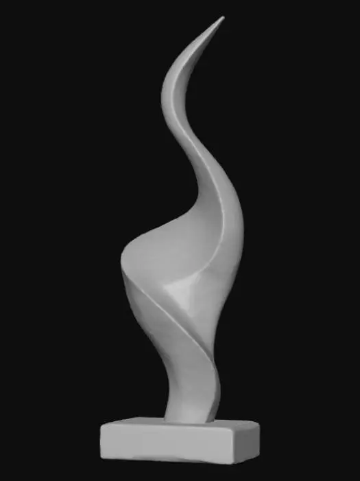 3D model for High detail, Abstract, spire, designed to style anatomy theme, placed on a dark oak wood base.