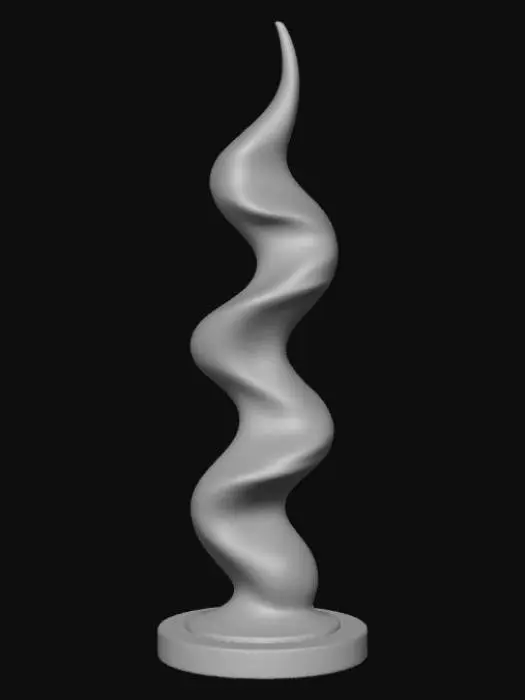 3D model for High detail, Abstract, spire, designed to style anatomy theme, placed on a dark oak wood base.