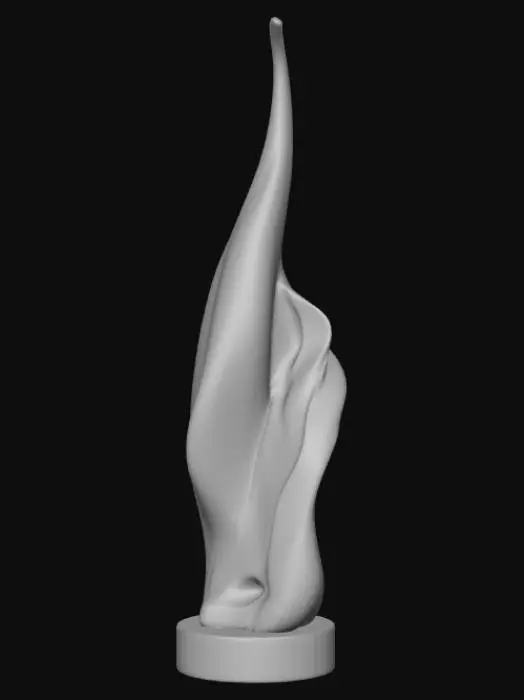 3D model for High detail, Abstract, spire, designed to style anatomy theme, placed on a dark oak wood base.