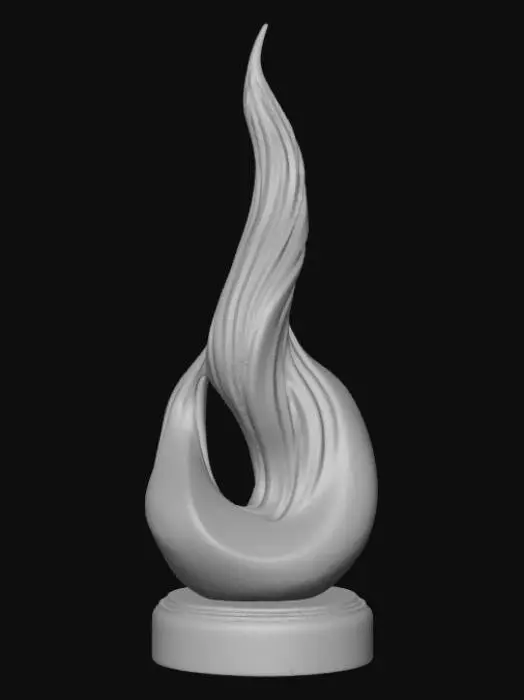 3D model for High detail, Abstract, spire, designed to style anatomy theme, placed on a dark oak wood base.