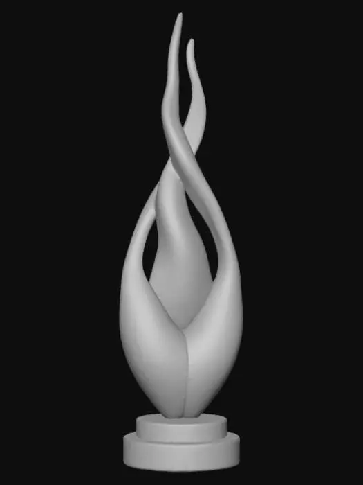 3D model for High detail, Abstract, spire, designed to style anime girl theme, placed on a dark oak wood base.