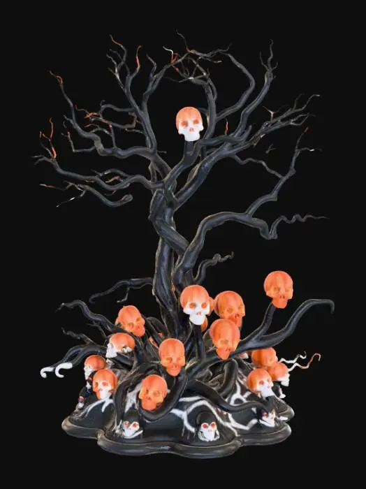 3D model for High detail, extravagant, tabletop horror decoration, with extravagant horror base and backdrop.