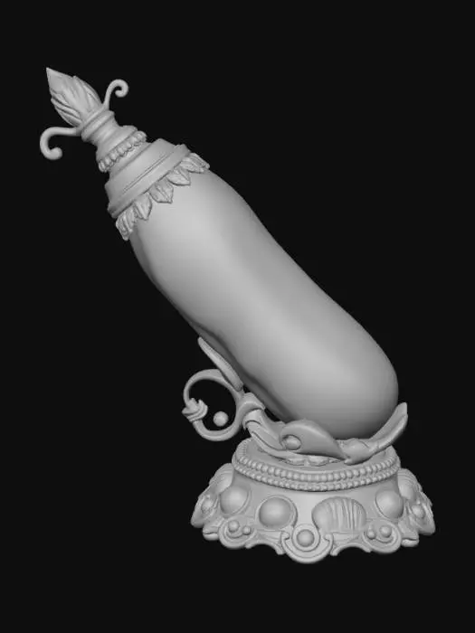 3D model for High detail, extravagant, tabletop pickle decoration, with extravagant pickle base and backdrop.