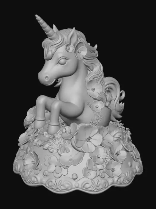 3D model for High detail, extravagant, tabletop kawaii decoration, with extravagant kawaii base and backdrop.