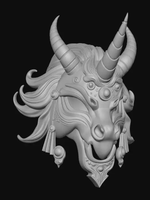 3D model for Smooth detail, Unicorn Oni Mask
