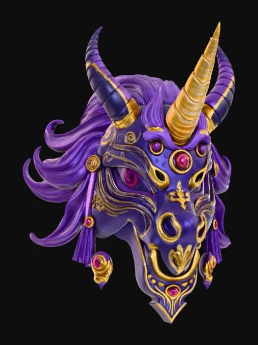 3D model for Smooth detail, Unicorn Oni Mask