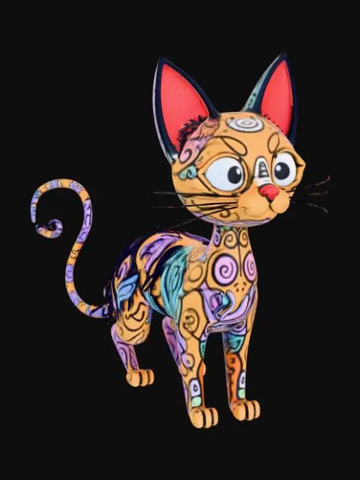 3D model for Abstract, a cat made out of scribbles