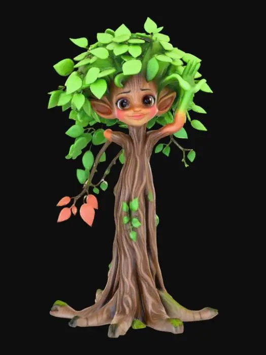 3D model for Anime Tree Ent posed on a detailed stand
